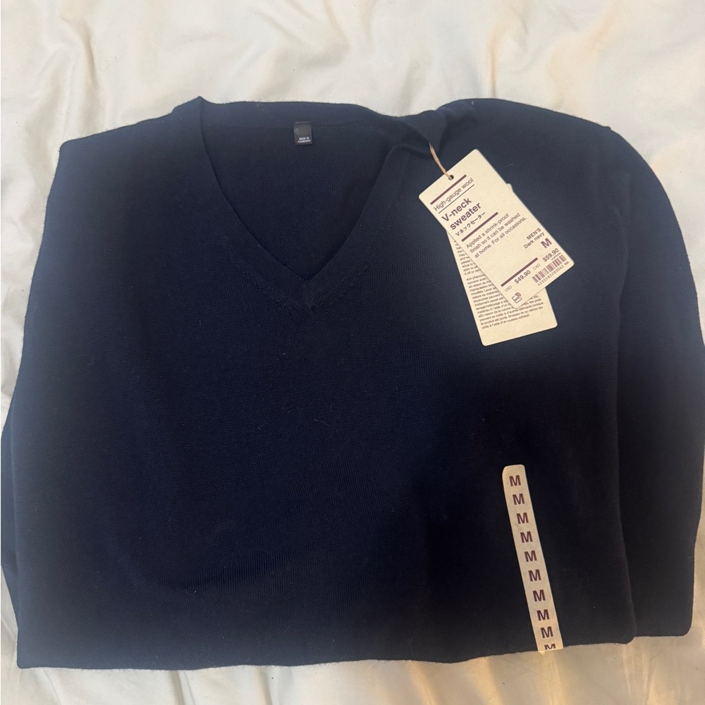 Muji Navy V-Neck Sweater